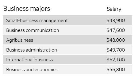 Business majors stats